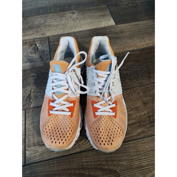 Women’s Size 7 On Cloud Running Athletic Shoes Orange/White - Picture 4 of 10